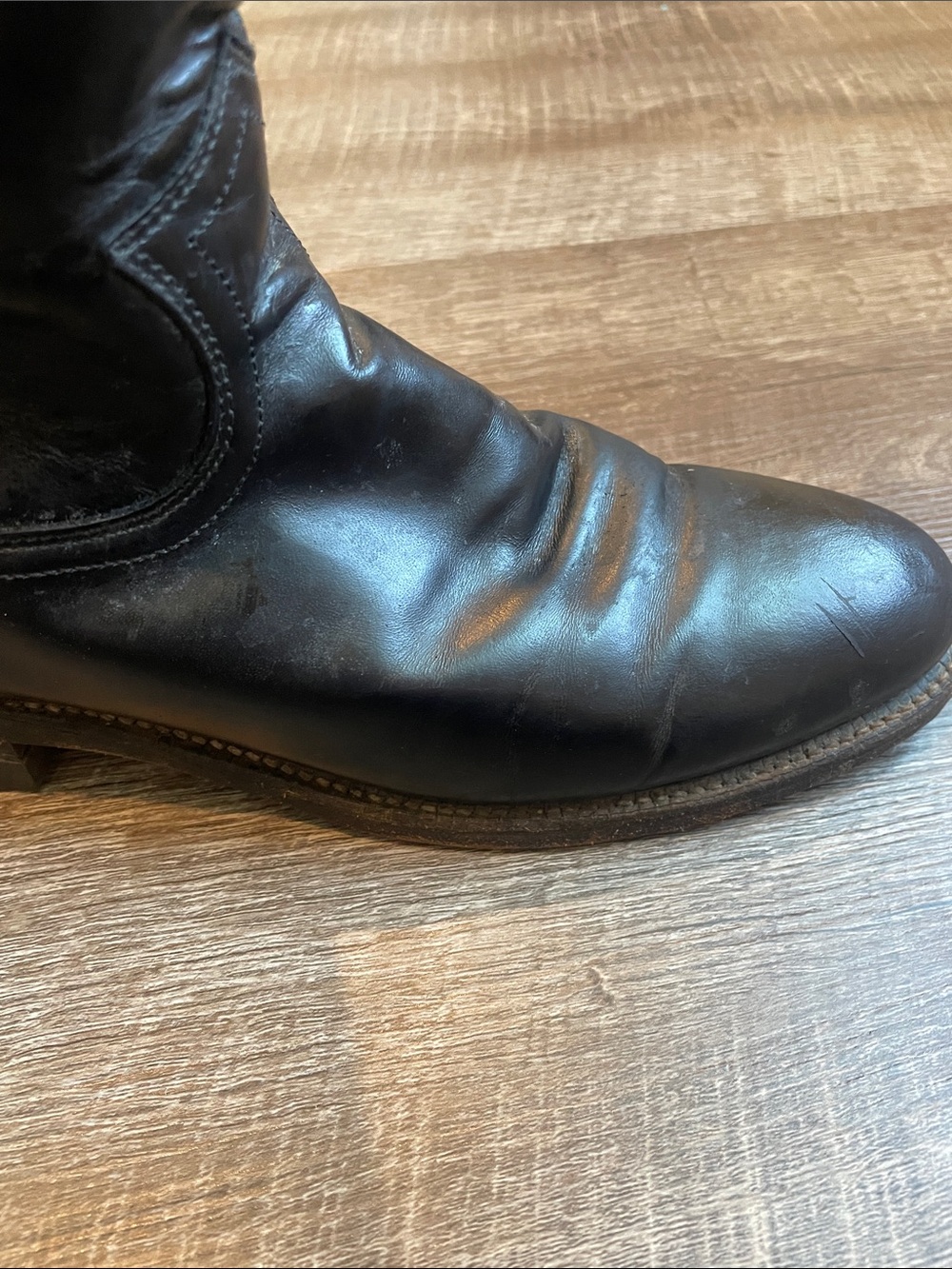 VTG Justin Black Leather Roper Cowboy Boots Womens Size 6.5 Style L3703 USA READ - Picture 3 of 8